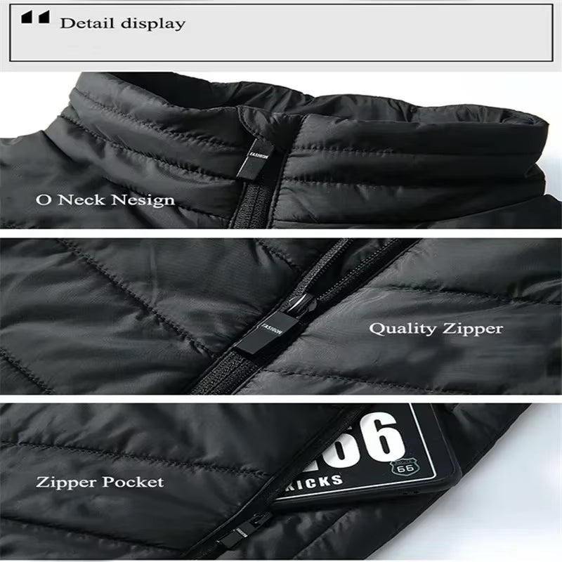 21/13/9Areas Self Heating Vest Jacket Heated Winter Men Womens Heated Jacket Tactical Heating Vest Body Warmer Coat with Gloves