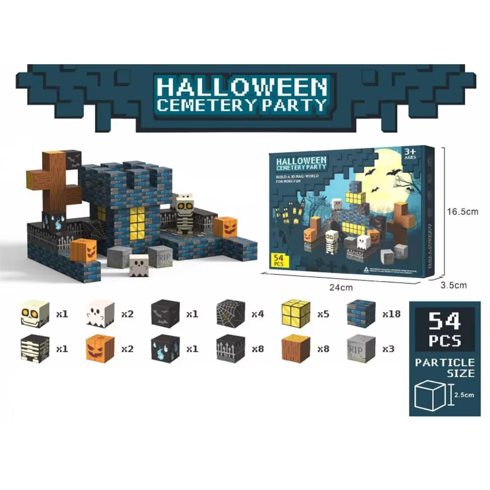 STEM-Focused Magnetic Building Blocks: Halloween & Christmas Cemetery Edition 2024