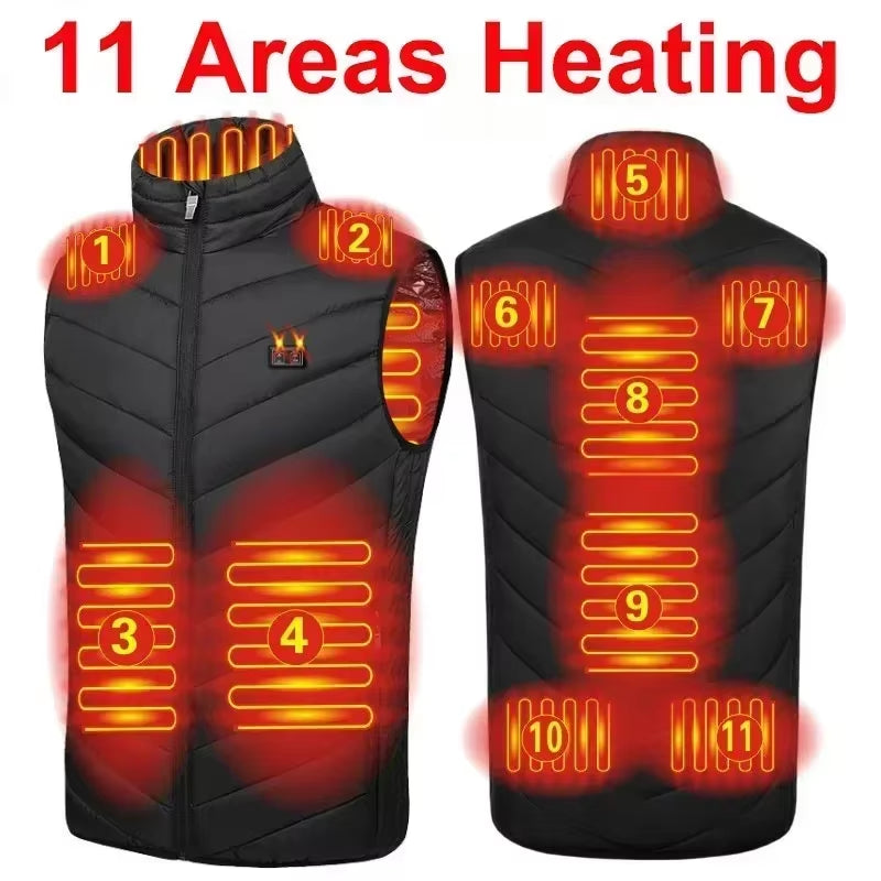 21/13/9Areas Self Heating Vest Jacket Heated Winter Men Womens Heated Jacket Tactical Heating Vest Body Warmer Coat with Gloves